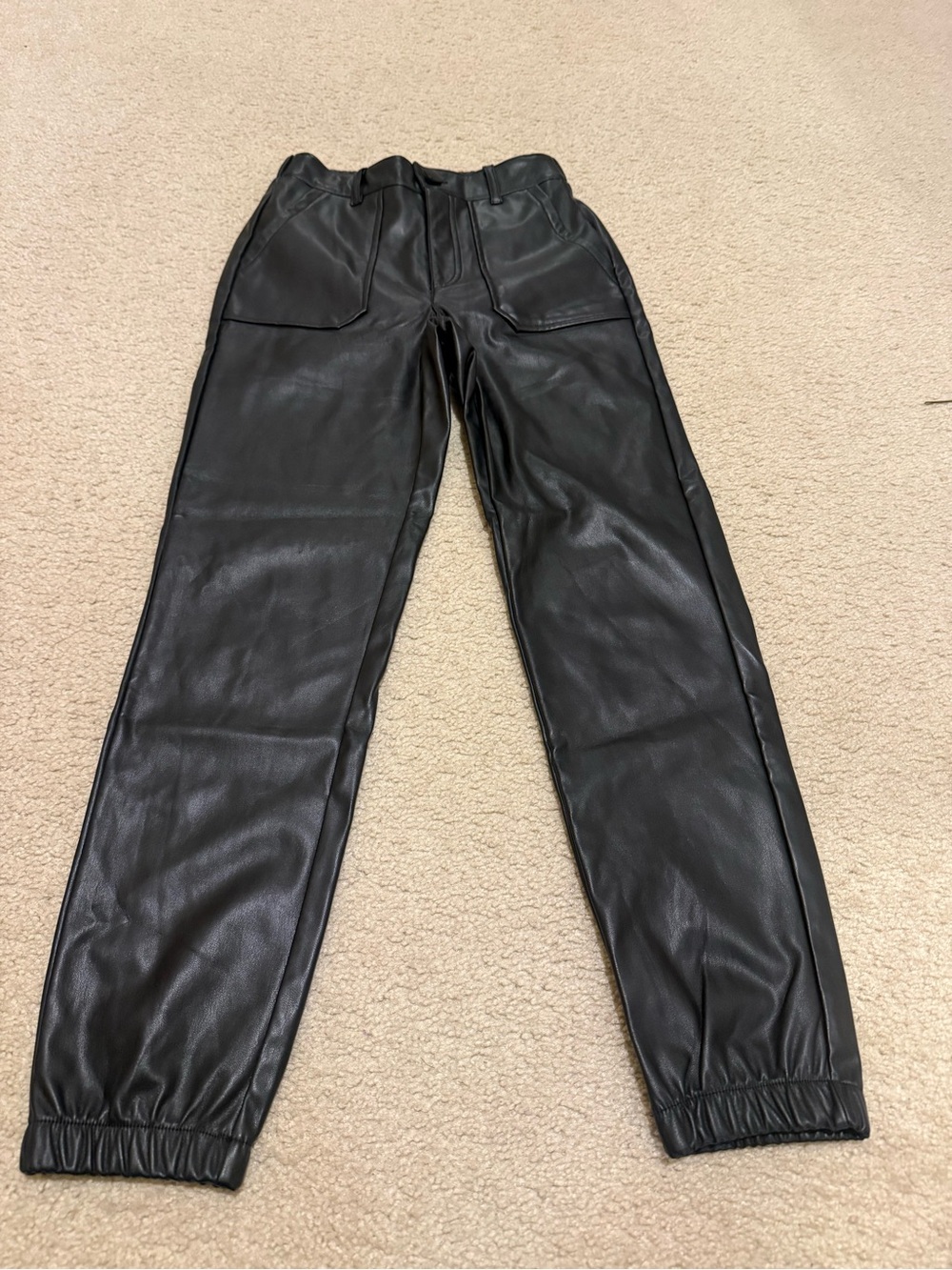 Kendall & Kylie Black Faux Leather Joggers